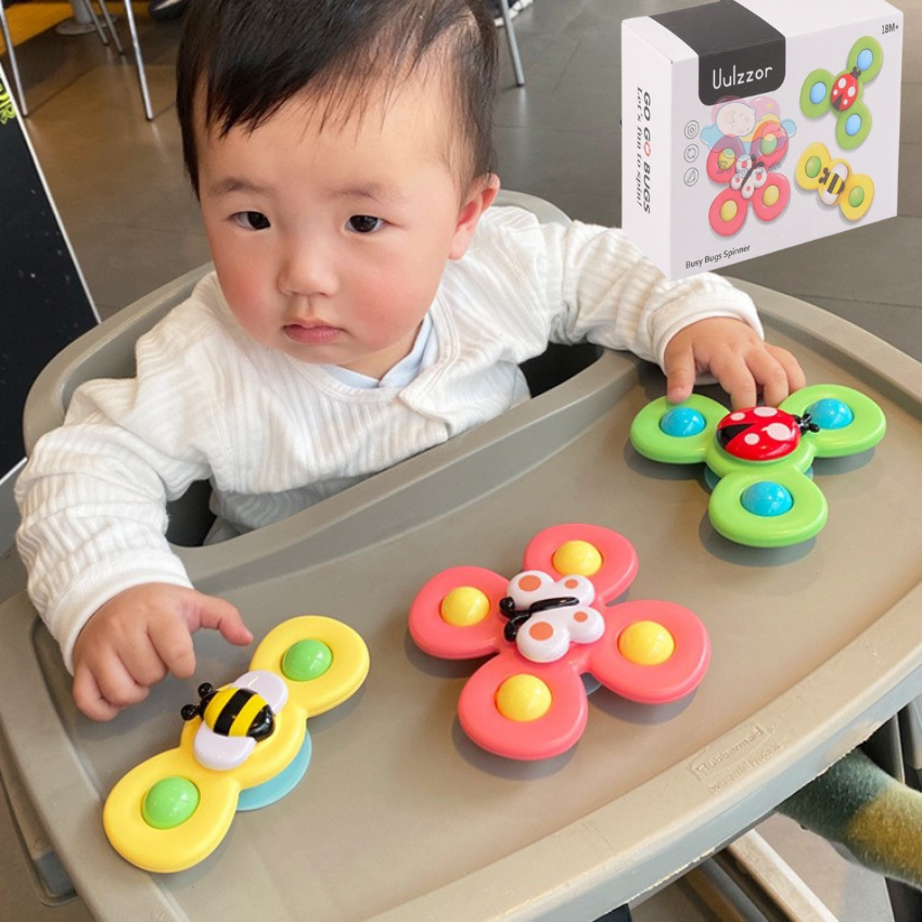 Đồ chơi hộp 3 con quay spiner dán được lên tường phát âm thanh cho bé