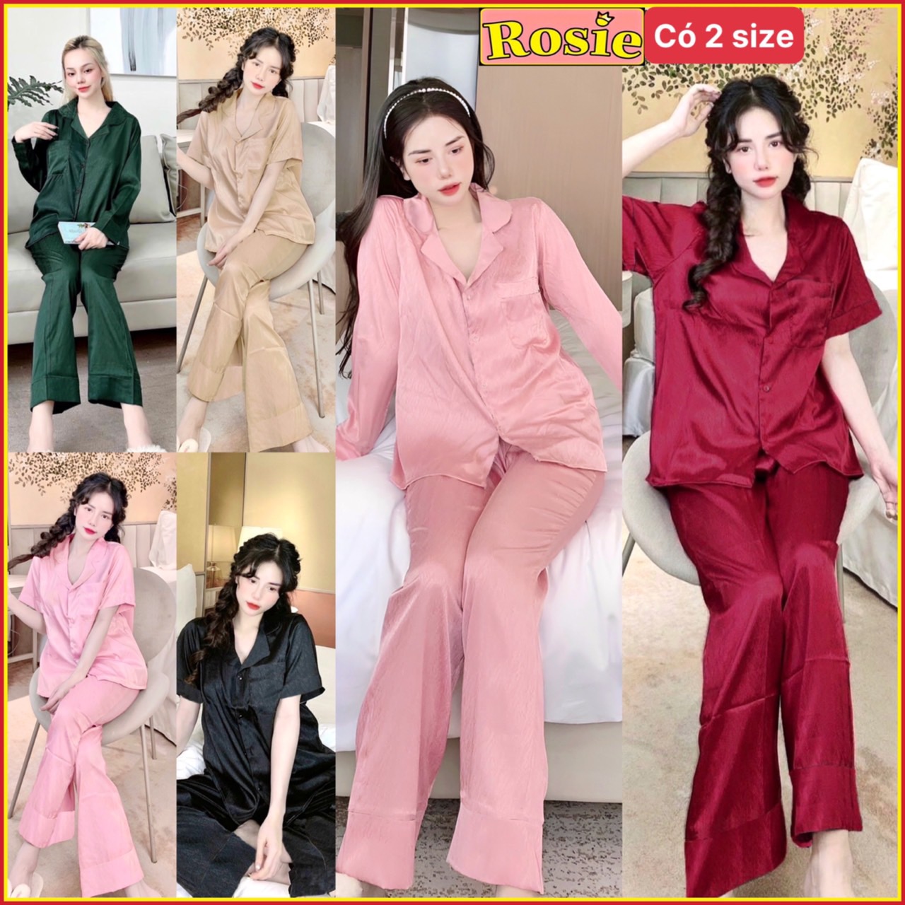 Bộ ngủ pijama nữ lụa xước nhiều màu xinh xắn ❤️ lụa mềm mại ❤️ rộng to ❤️ đồ ngủ ❤️ nữ ❤️ pijama ❤️ đồ bầu ❤️ sau sinh ❤️ giá rẻ ❤️ big ❤️ đại ❤️ pizama ❤️