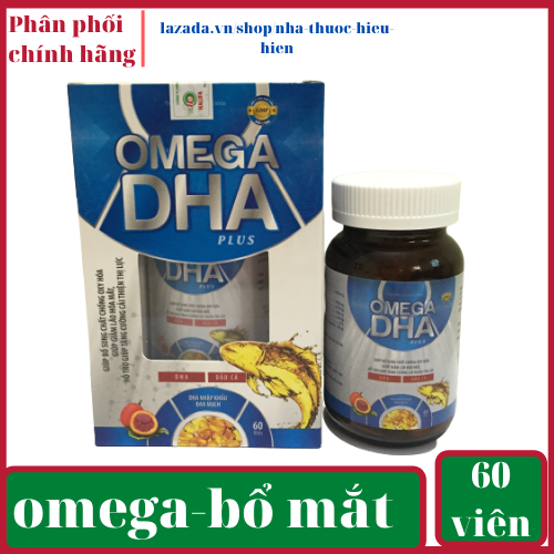 Viên dầu cá Omega DHA Plus Bổ não, sáng mắt, khỏe mạnh tim mạch, tăng cường trí nhớ - Hộp 60 viên thành phần dầu cá 1000mg, EPA 180mg, DHA 120mg