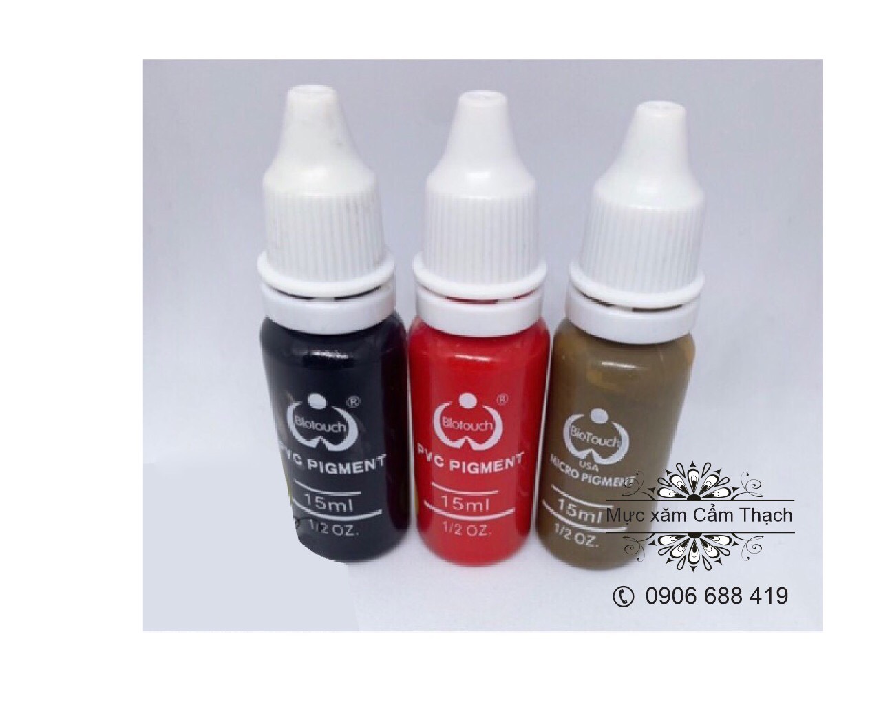 [HCM]Set 3 chai - Mực tập xăm Biotouch Môi Mày Mí phun xăm - Đỏ Nâu Đen