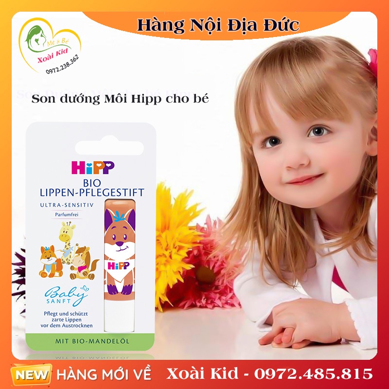 Son dưỡng môi hữu cơ hipp bio trẻ em cao cấp an toàn cho bé - nội địa đức đủ bill
