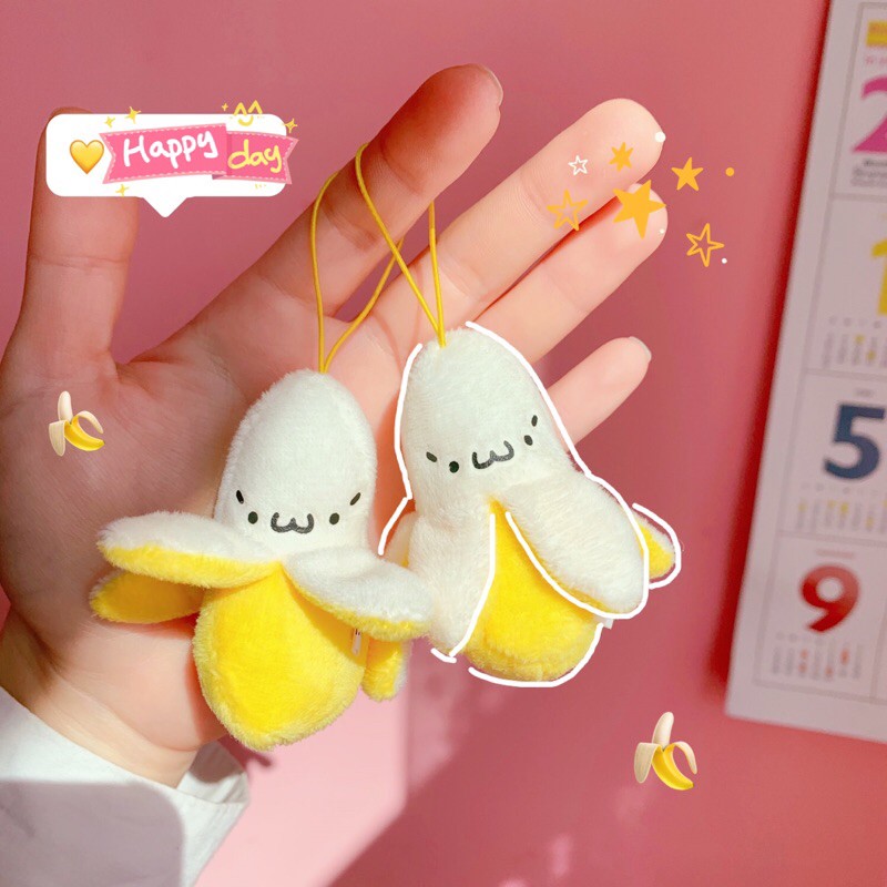Móc khoá chuối bông đáng yêu dùng làm móc chìa khoá hoặc móc balo túi xách trang trí