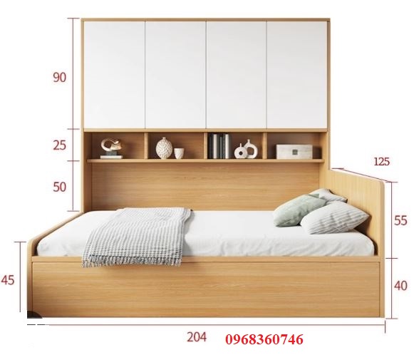 Giường ngủ tích hợp tủ cho căn phòng nhỏ kết hợp không gian lưu trữ lớn