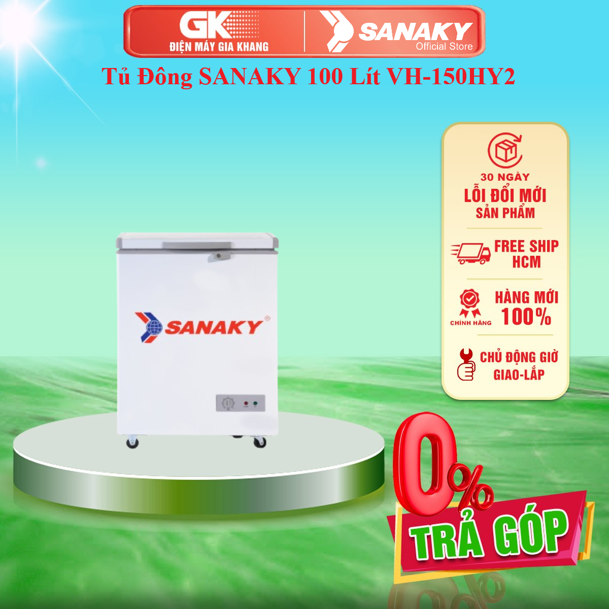 Tủ Đông SANAKY 100 Lít VH-150HY2 - GIAO TOÀN QUỐC - FREESHIP HCM