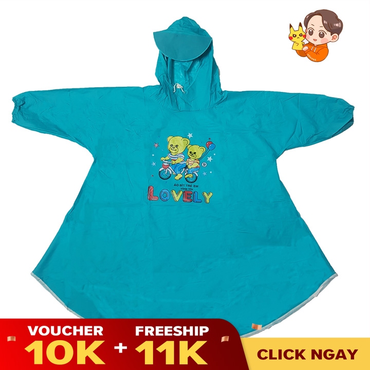 Áo Mưa Có Tay Bít 2 Bên Cho Bé 3-5 Tuổi - Nhiều Màu Sắc Lựa Chọn.