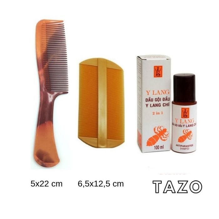Combo Dầu Gội Sạch Chí / Chấy + Lược Dày Chải Chí / Chấy + Lược Thưa Chải Tóc - Màu ngẫu nhiên