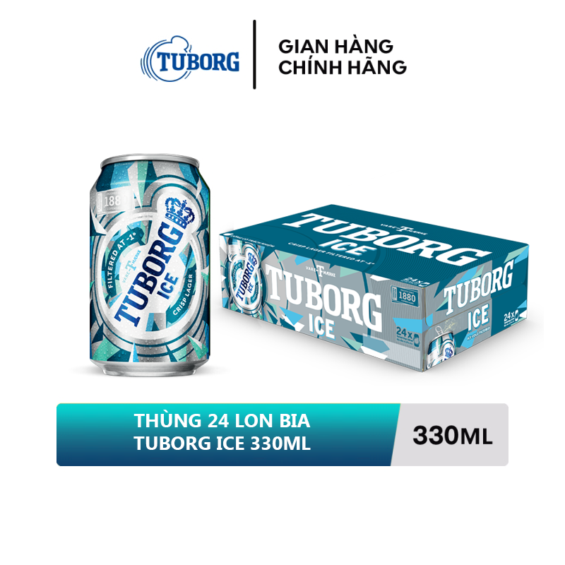 Nồng độ cồn 4.3% - Thùng 24 lon bia Tuborg Ice 330ml