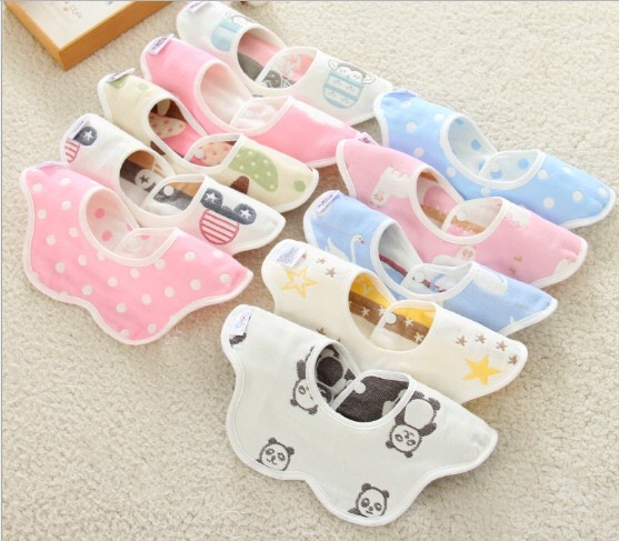 Khăn Yếm xô 6 lớp tròn xoay 360 độ 2 mặt cao cấp cho bé khăn ăn dặm cho bé khăn che cổ cho bé