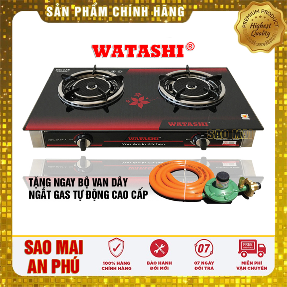 Bếp Gas Đôi Hồng Ngoại Cao Cấp WATASHI WA-941A - Tặng Van Dây Gas, dùng bình gas lớn, an toàn tiết kiệm ga cho gia đình