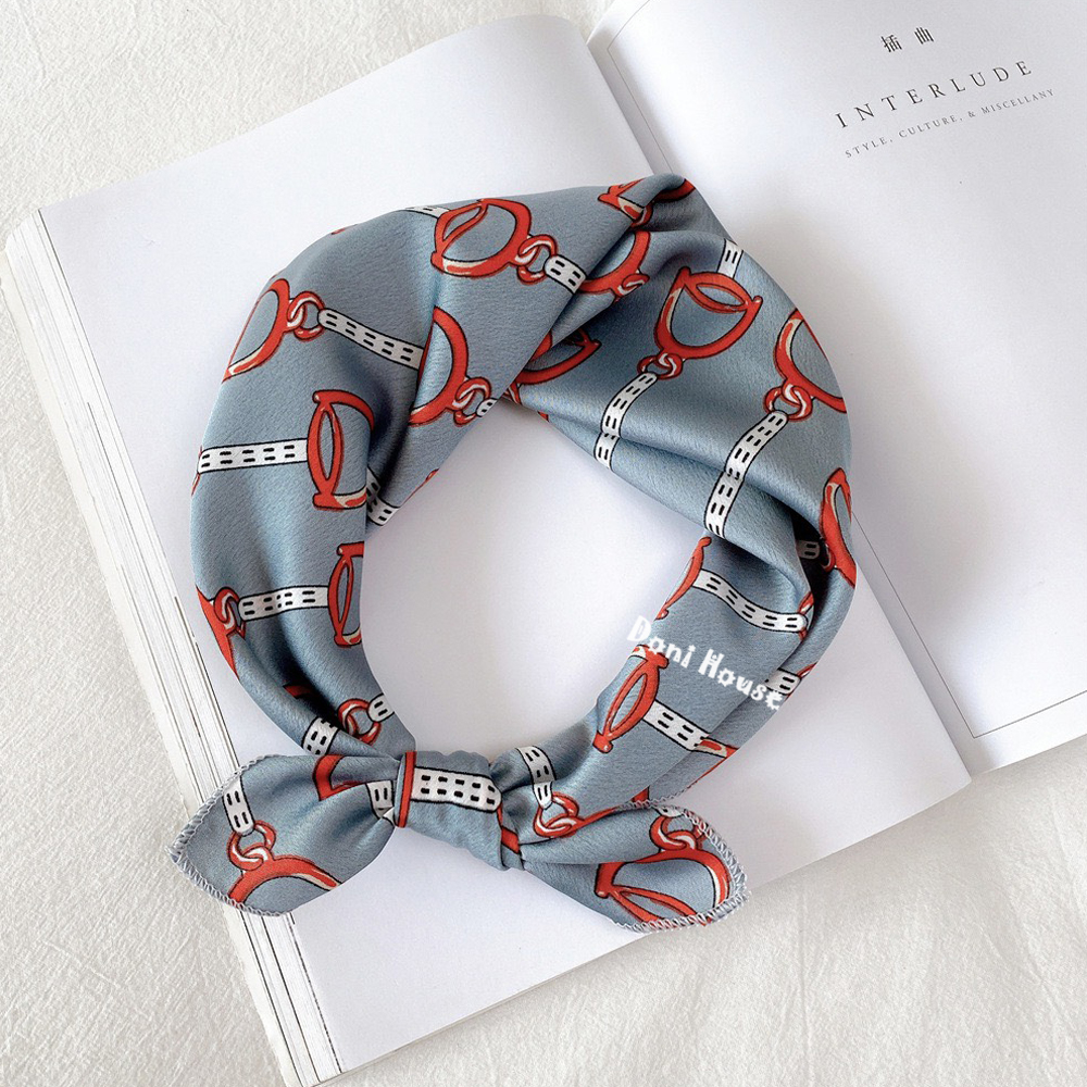 [50Cmx50Cm] Square Silk Scarf Turban Bandana 50X50 Neck Scarf Hair Tie Bow Wrap Handbag - Doni House - 7