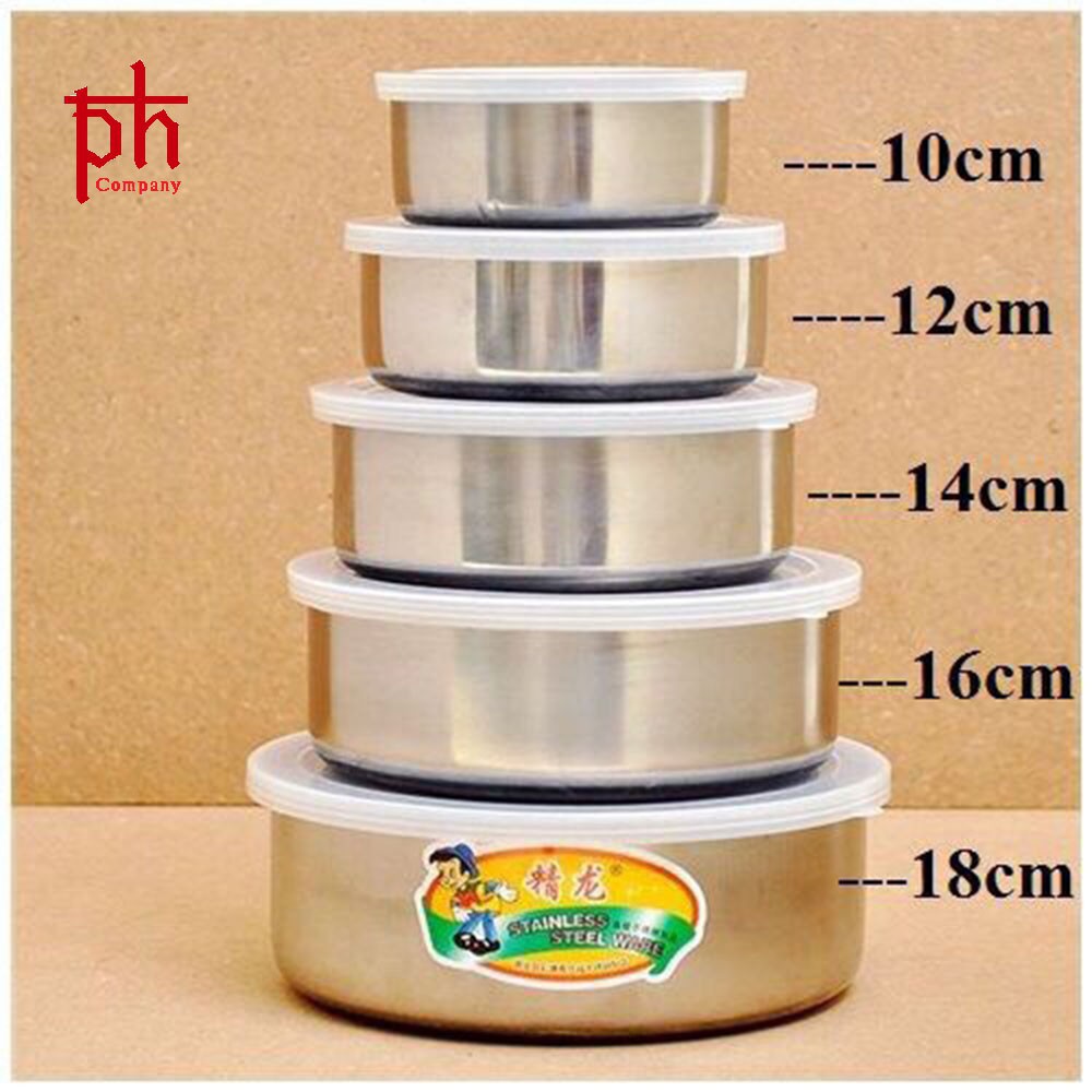 (BÃO SALE) Bộ 5 thố inox có nắp đậy (10cm 12cm 14cm 16cm và 18cm) hộp đựng thực phẩm bộ thố inox đựng thực phẩm cao cấp an toàn sức khỏe