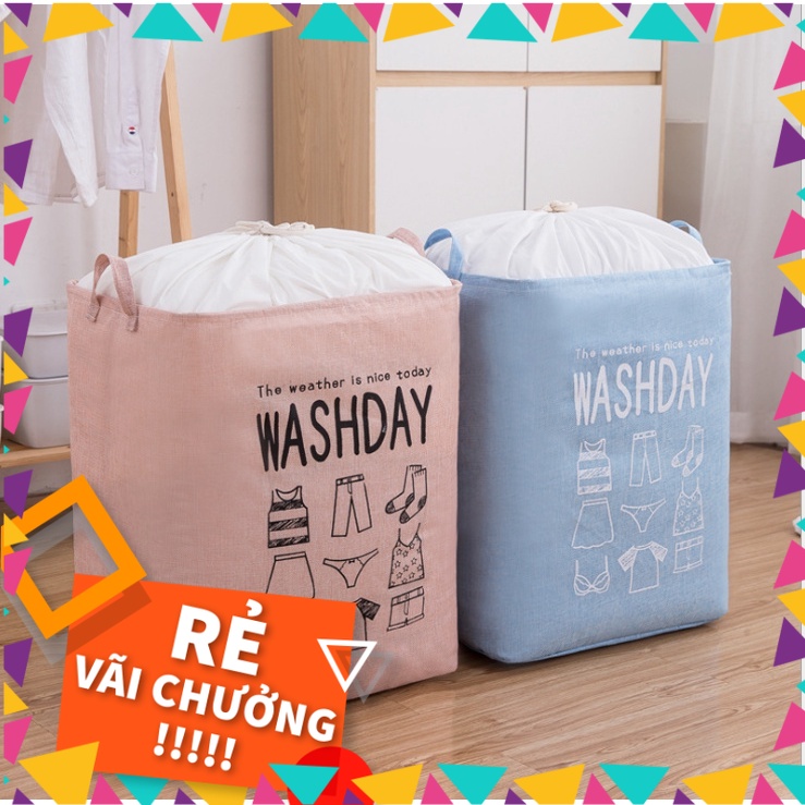 Túi vải washday cỡ lớn đựng chăn, quần áo có quai xách, khung sắt