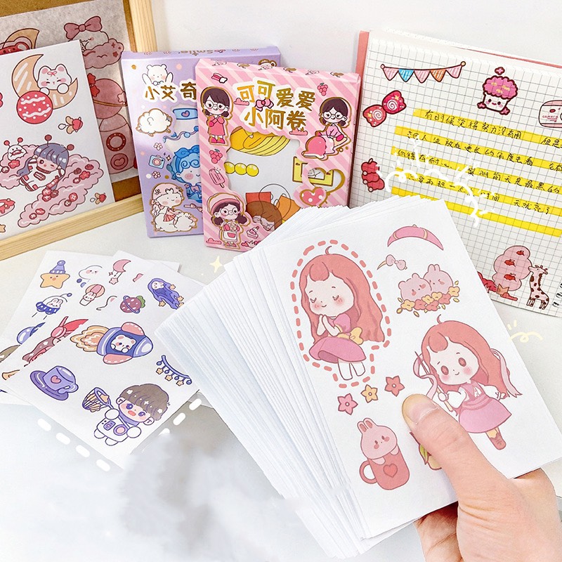 Hộp 50 tấm sticker trang trí, set nhãn dán decor phụ kiện