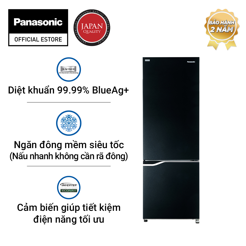 [Trả góp 0%] Tủ Lạnh 2 Cánh Panasonic 322 Lít NR-BV360GKVN ngăn đá dưới - Ngăn đông mềm siêu tốc - Bảo hành chính hãng 12 tháng