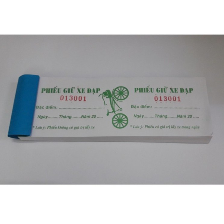 Combo 10 cuốn Phiếu giữ xe đạp 100T