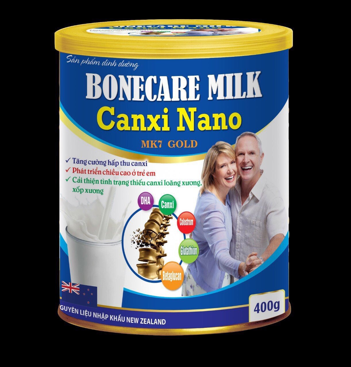 Sữa Bột Tăng Chiều Cao Bonecare Milk Canxi Nano MK7 Gold- Tăng Cường Hấp Thu Canxi, Phát Triển Chiều Cao Ở Trẻ Em, Cải Thiện Tình Trạng Thiếu Canxi, Loãng Xương, Xốp Xương ở người lớn