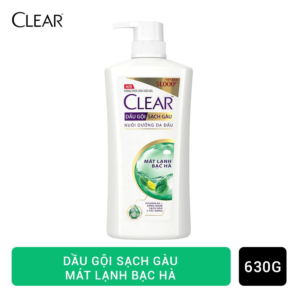 [HCM]Dầu Gội Clear Chai 630ml Bạc Hà Mát Lạnh
