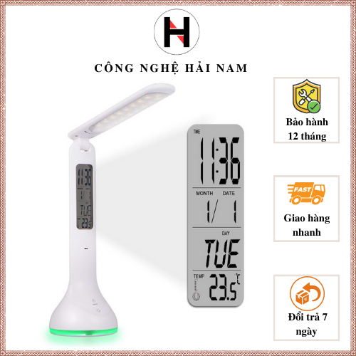 Đèn led để bàn kiêm đồng hồ cảm ứng chạm sang trọng HN-2
