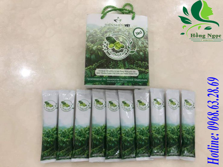 [HCM]Cà phê xanh hỗ trợ giảm cân - kháng mỡ - thanh lọc cơ thể Thiên Nhiên Việt (hộp 10 gói)