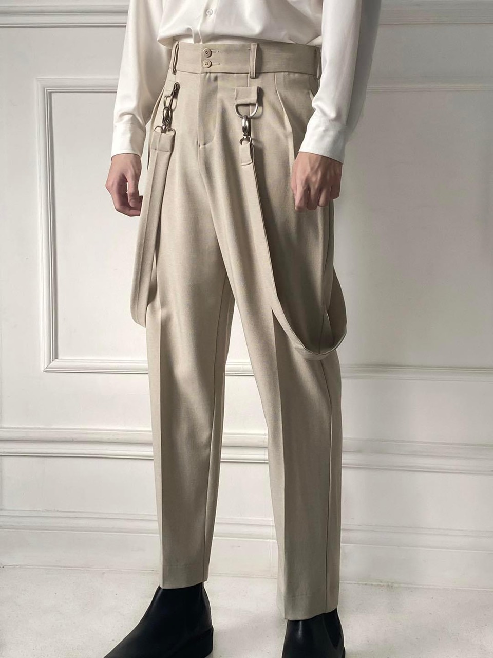 BLANKESPACE Quần Ống Xuông Clown Beige Pants Vải Cotton Sợi Chéo Thời Trang Nam Nữ Unisex