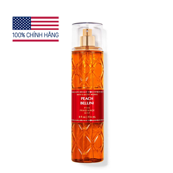 Xịt thơm body Peach Bellini dưỡng ẩm lưu hương ngọt mát - Bath & Body Works 236ml - Chính hãng Mỹ