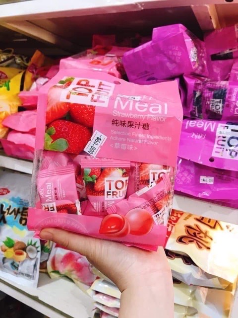 [HCM]kẹo dẽo tráo cây TOP FRUIT hương dâu