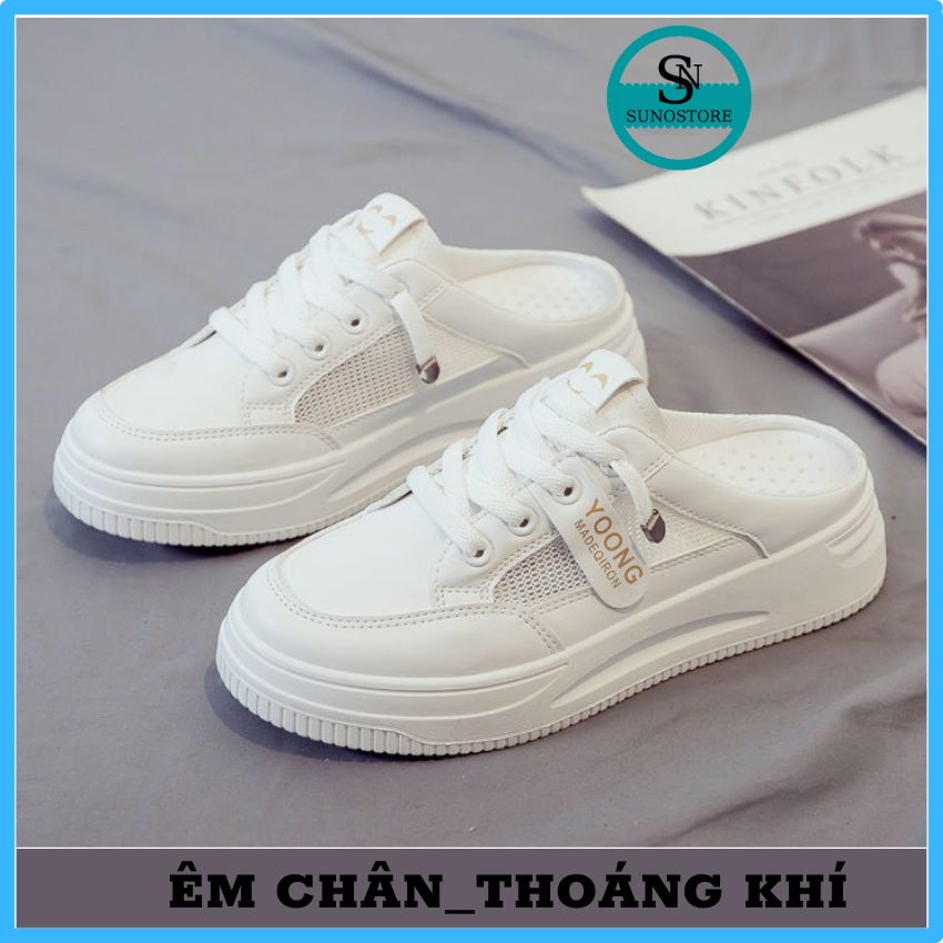 Sục Nữ Thể Thao 3 Phân Màu Trắng Giày Sục Nữ Kiểu Dáng Năng Động Trẻ Trung SUNO SHOP