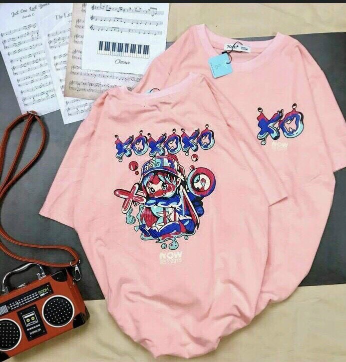Áo thun xoxoxo nữ unisex 3d from rộng nam nữ hot trend độc lạ blackwhite1