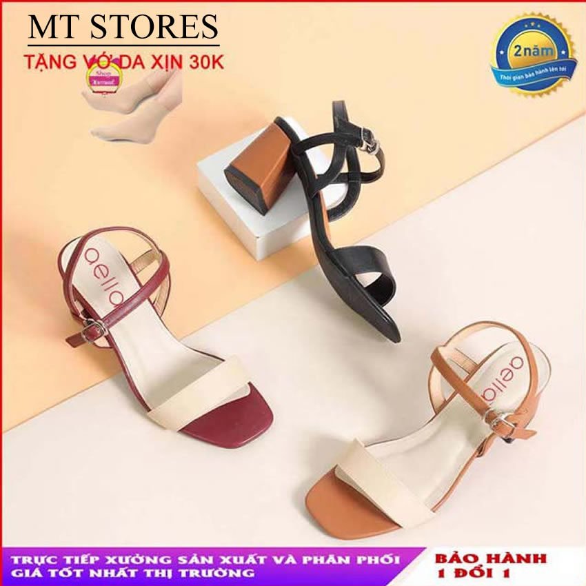 Giày sandal cao gót nữ đế vuông 5 phân phối màu MTSTORES244 - Giày sandal cao gót nữ dáng công sở