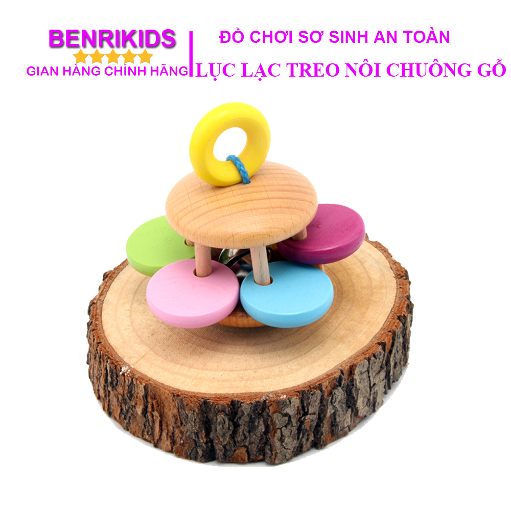 Đồ Chơi Sơ Sinh,Lục Lạc Xúc Xắc Chuông Gỗ Sồi Benrikids Kết Hợp Treo Nôi Cho Bé