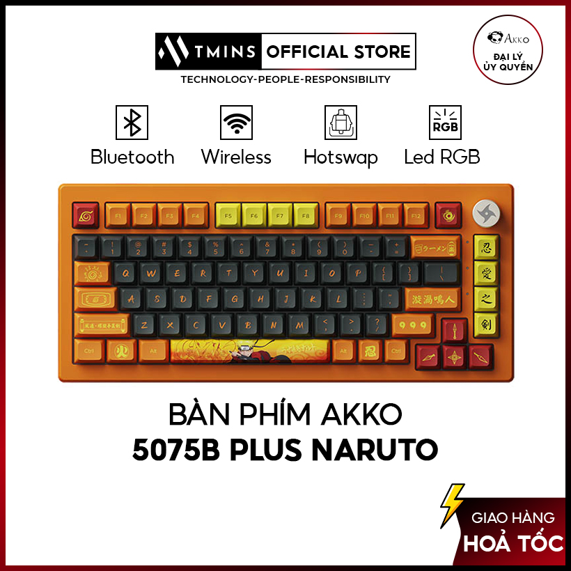 Bàn phím cơ AKKO 5075B Plus Naruto Multi-modes RGB Hotswap Gasket mount -