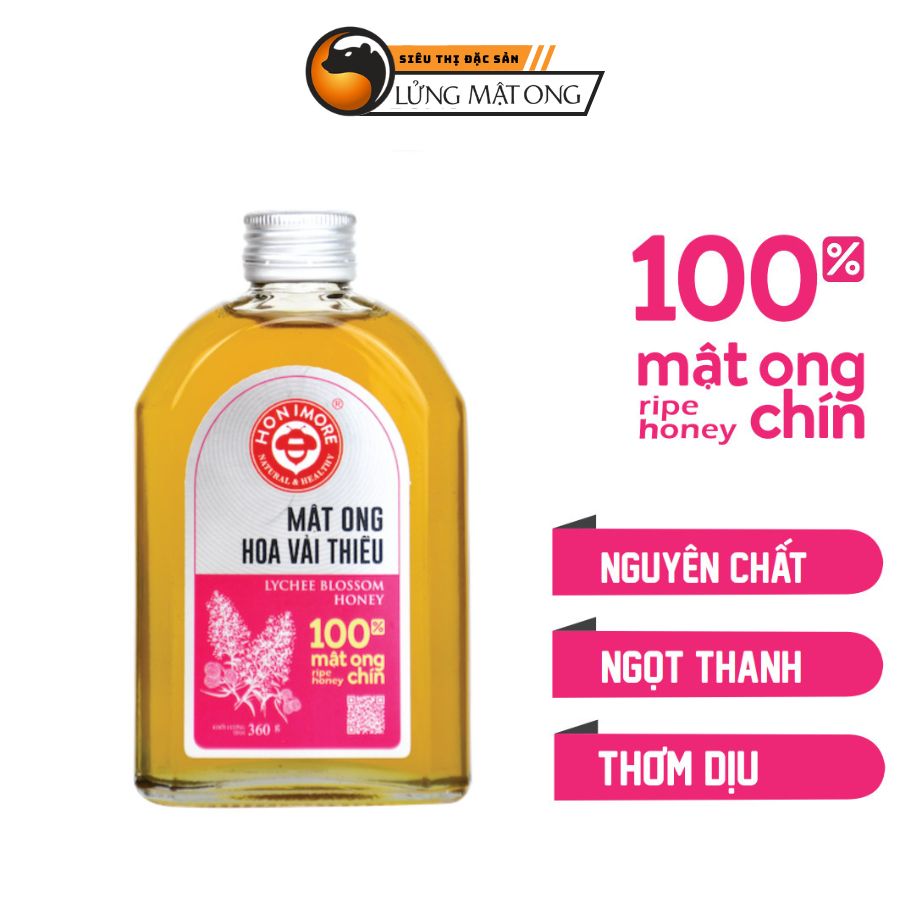 Mật ong nguyên chất hoa vải thiều 360g - 100% mật ong chín honimore