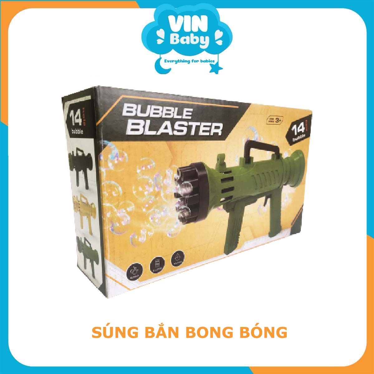Súng bắn bong bóng - Súng xà phòng, đồ chơi súng bắn bong bóng xà phòng 8 nòng, Súng máy thổi bong bóng 6 nòng đồ chơi - VinBaby