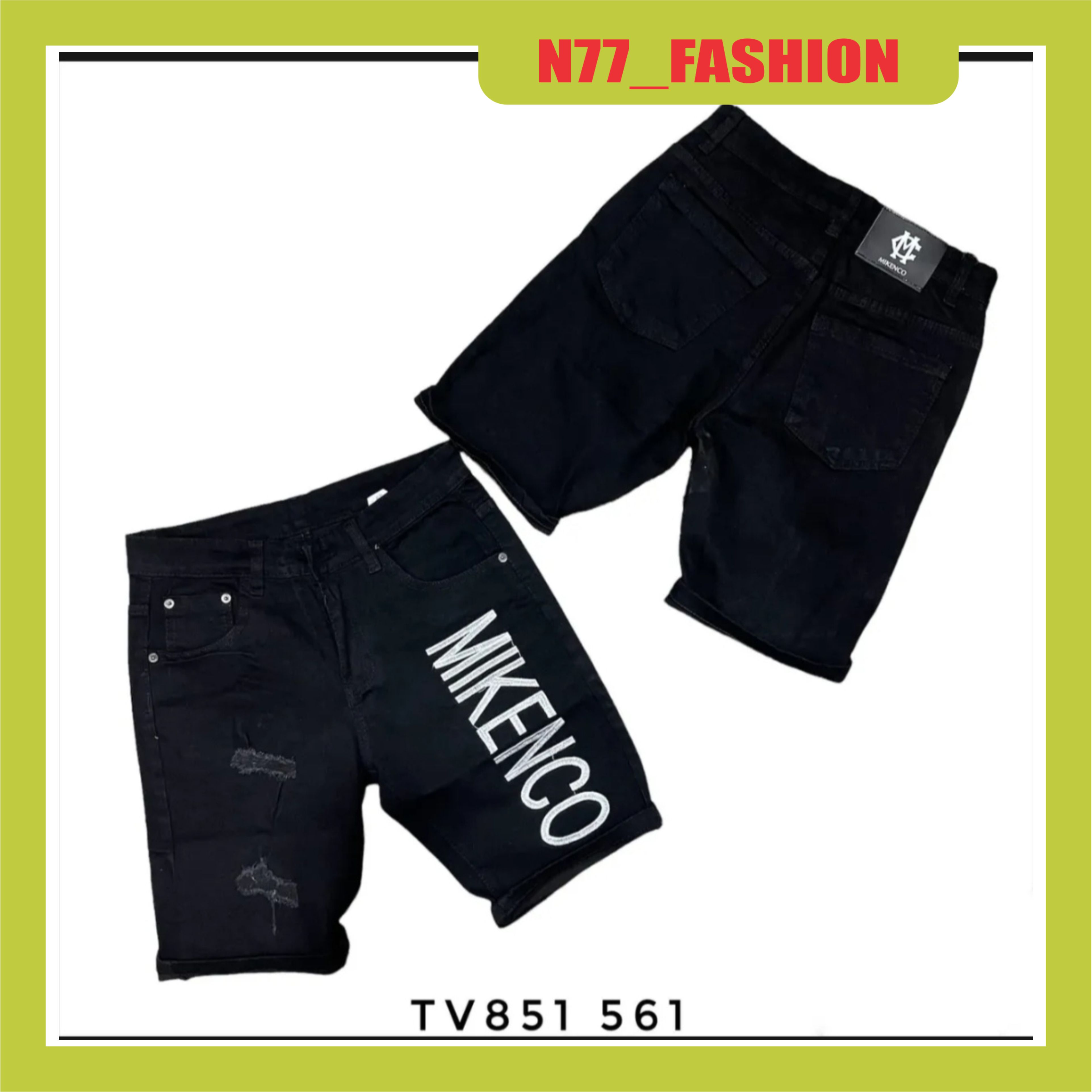Quần short jean nam đen  cao cấp thêu logo phối khóa kéo vải dày đẹp chất bò co dãn hàng vnxk giá rẻ mẫu mới nhất N77 FASHION
