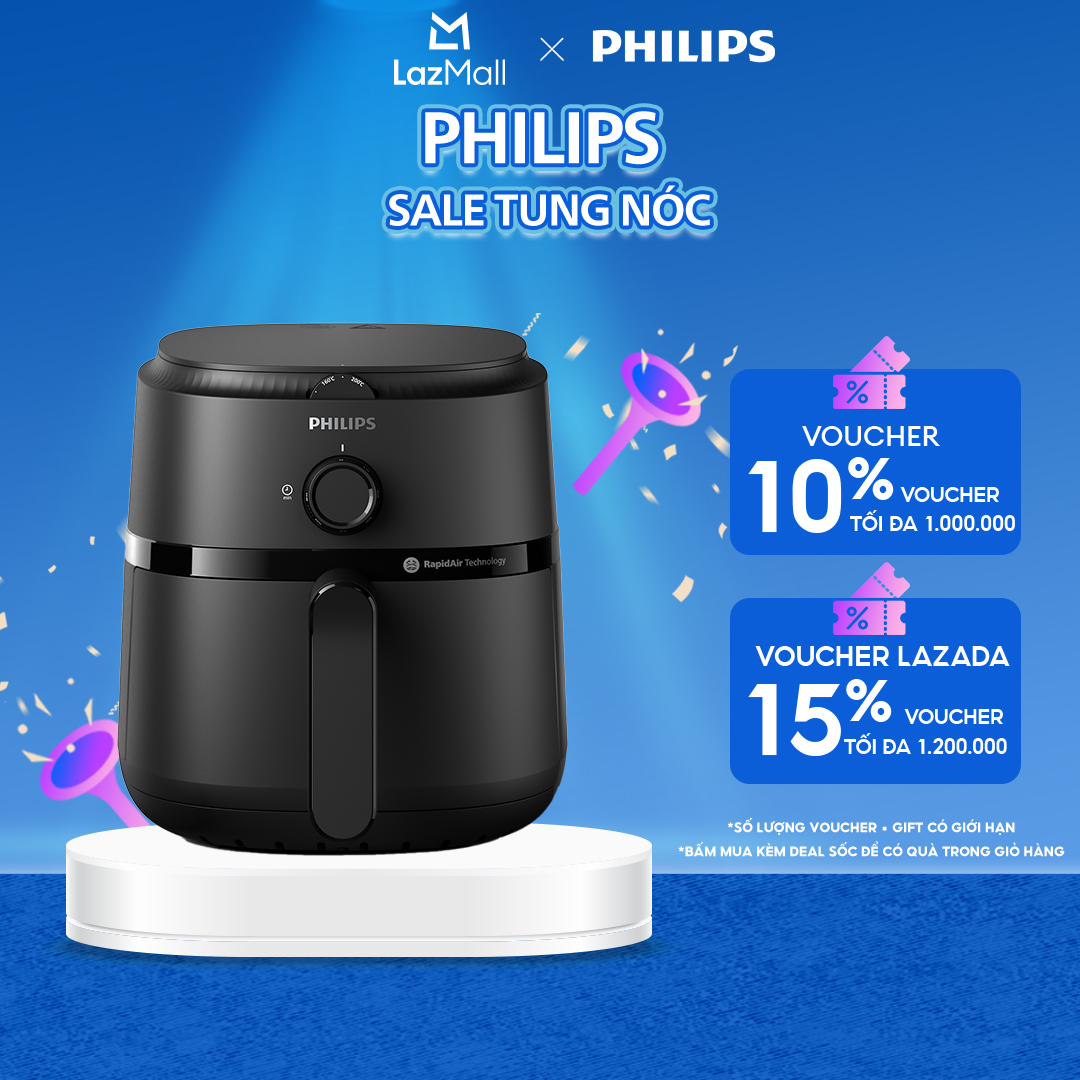 Nồi Chiên Không Dầu Philips NA120/00  12 trong 1 |4.2L |RapidAir Chín đều không lật trở - BH 2 năm - Hàng Phân Phối Chính Hãng