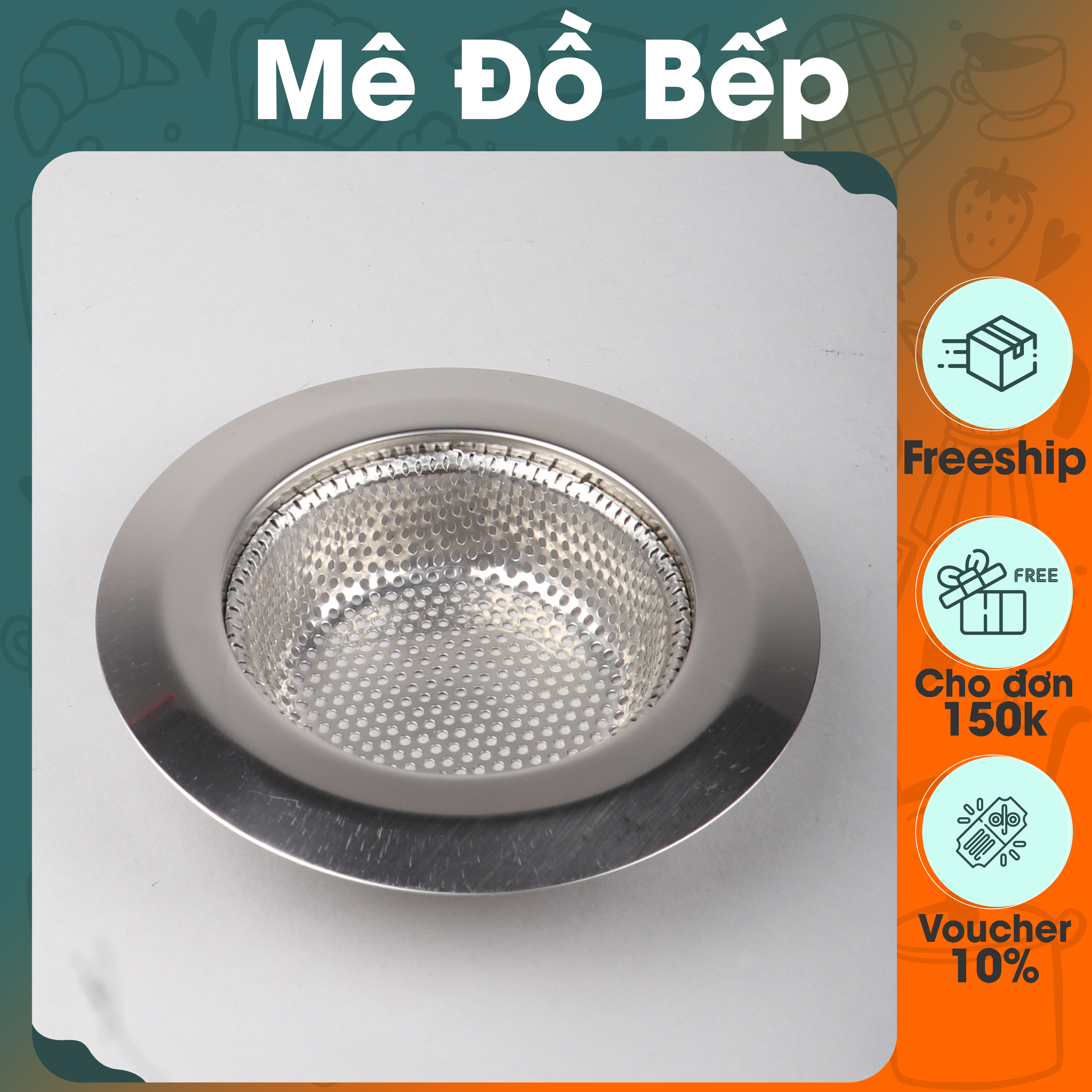 Dụng cụ lọc ngăn rác bồn rửa chén inox Bam House kích thước lớn cao cấp NR01- BamBam Store