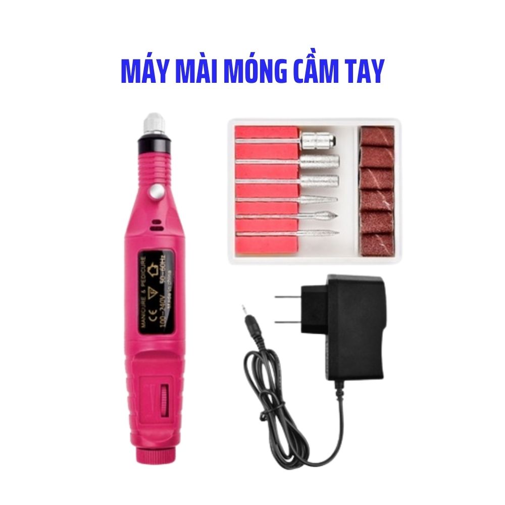 Máy mài móng tay mini cầm tay chính hãng tặng kèm 6 đầu mài