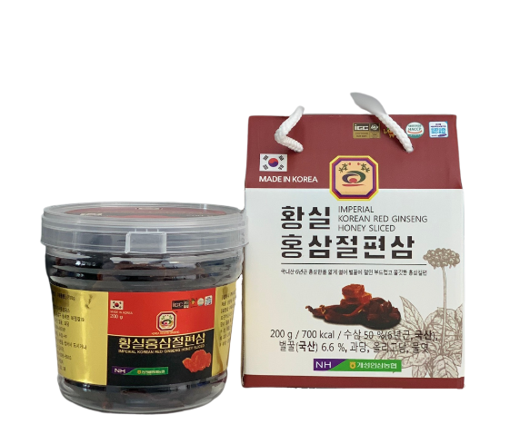 Sâm Lát Tẩm Mật Ong Hộp 200gr Nonghyup (Hộp Nhựa Trắng) - Sâm Lát Hàn Quốc