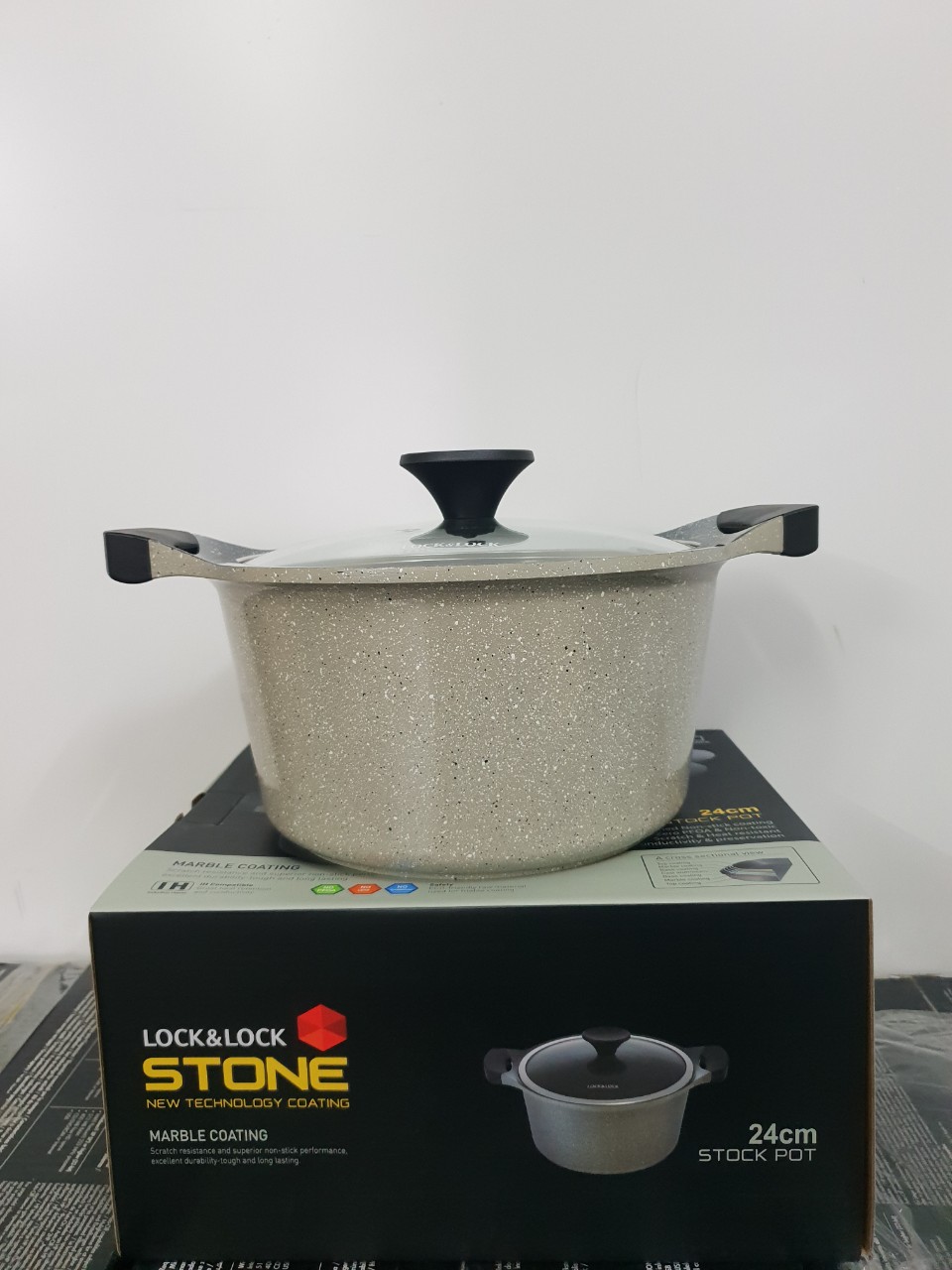 Nồi đá lock&lock 24cm stone lca6244d
