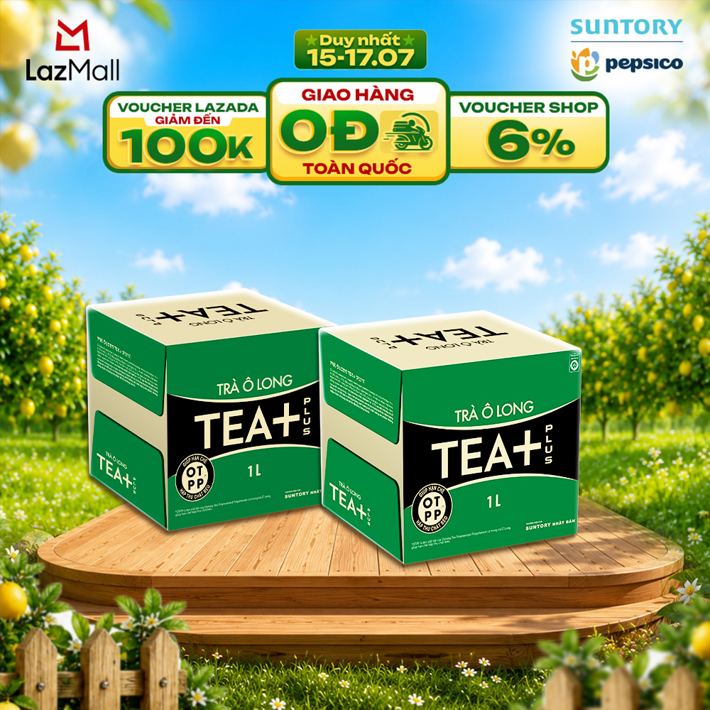 [SALE 15.7] Combo 2 Thùng 12 Chai Trà Ô long Tea+ (1000ml/chai)