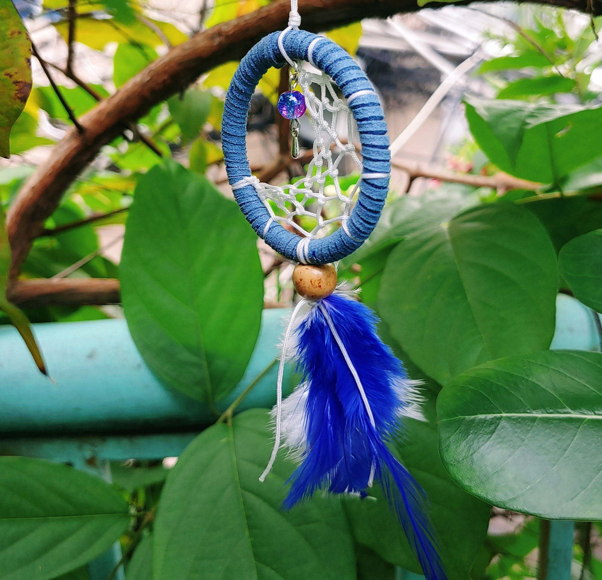 Đinh Đang Handmade _ Móc khóa Dreamcatcher 5cm _ Passion 1 Blue