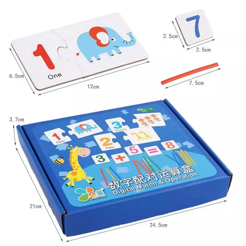 Đồ chơi bộ học toán kèm que tính hươu, bộ thẻ ghép số kèm que tính phát triển trí tuệ