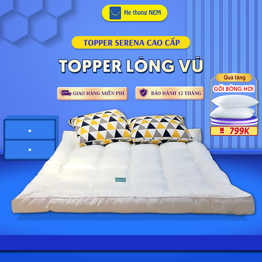 plate topper mattress feather Serena premium topper feather artificial microfiber đệm bed Bed mattress pads protection mattress thick 9cm topper mattress feather đệm floor coverings Sereba toper do soft mattress cushion high-grade