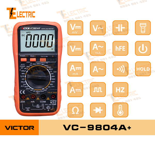 Victor vc - 9804a+ đồng hồ đo điện đo tụ điện đo tần số đo nhiệt độ victor vc 9804