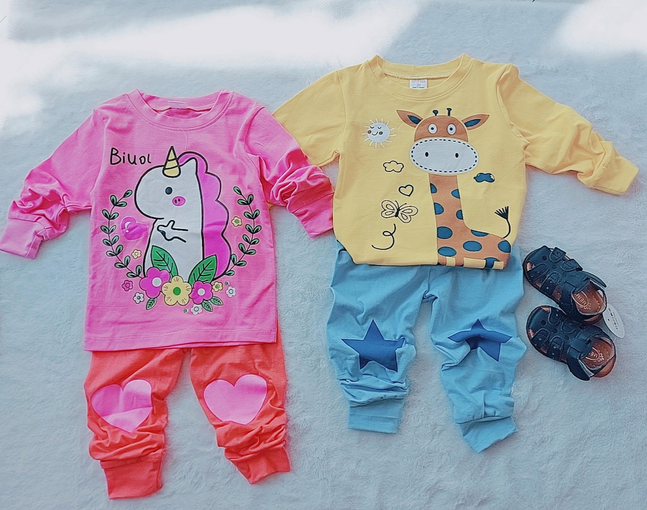 Bộ dài tay hình thú chất cotton 4c mềm mại cho bé bdt39