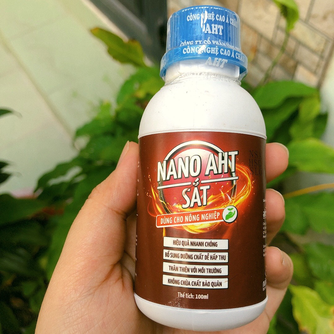 [HCM]Phân bón NANO SẮT AHT - PHỤC HỒI MÀU XANH CỦA LÁ TĂNG MÀU SẮC HOA chai 100ml