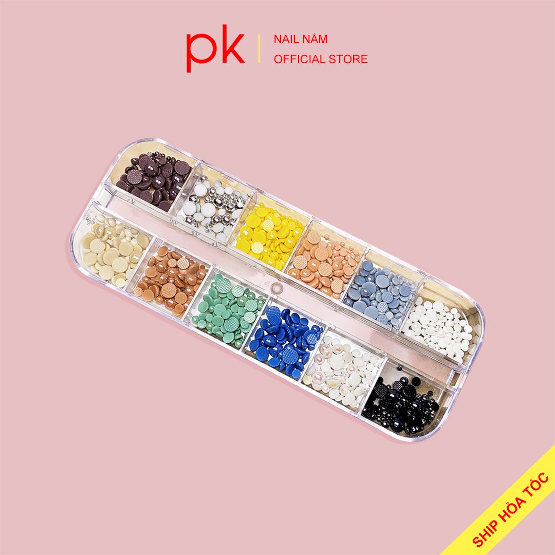 Ngọc trai nail, ngọc trai nửa YHB cao cấp đính móng khay mix đủ size, đủ màu