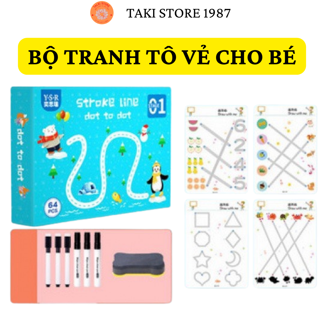 Tranh tô vẻ giúp nhận biết số và chữ cho bé