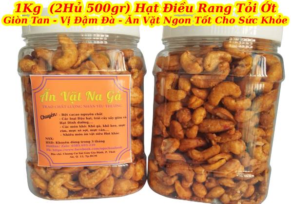 (MIỄN SHIP 20K) Combo 1Kg (2 hủ 500gr)  Hạt Điều Rang Tỏi Ớt: Thơm ngon, Giòn Rụm, Vị Đậm Đà (Shop Na Gà) đồ ăn vặt