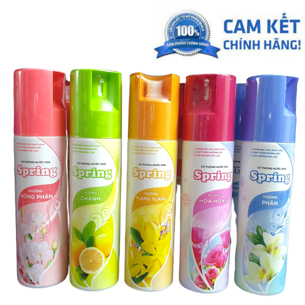 Nước xịt phòng Spring hương Chanh,hoa hồng, trang ylang chai 280ml